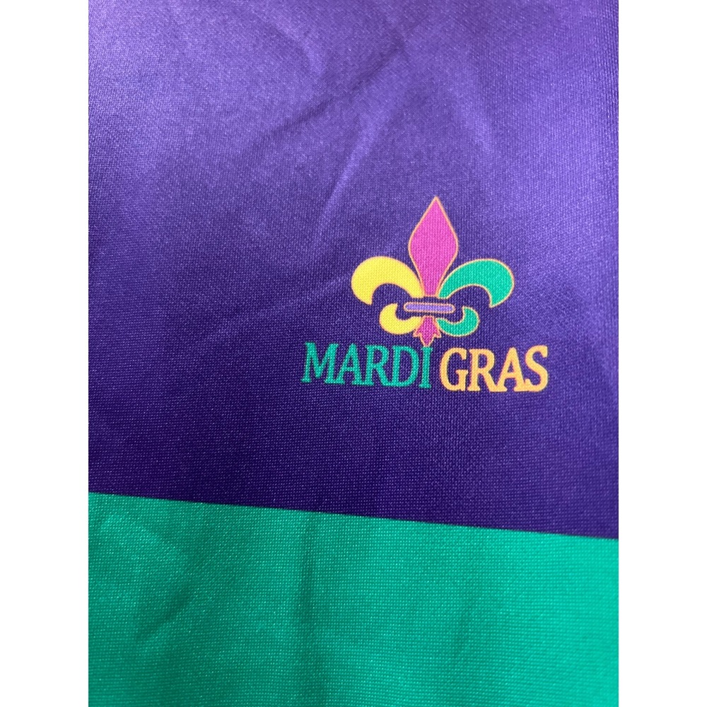 Mardi Gras‎ Hoodie Mens Medium Purple Green Gold Striped Fleur De Lis Pullover - Picture 4 of 8